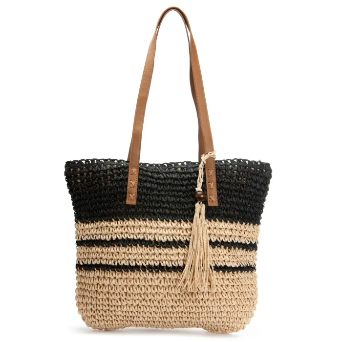 Сумка Женская Плетеная LUXEVA 0006 black beige