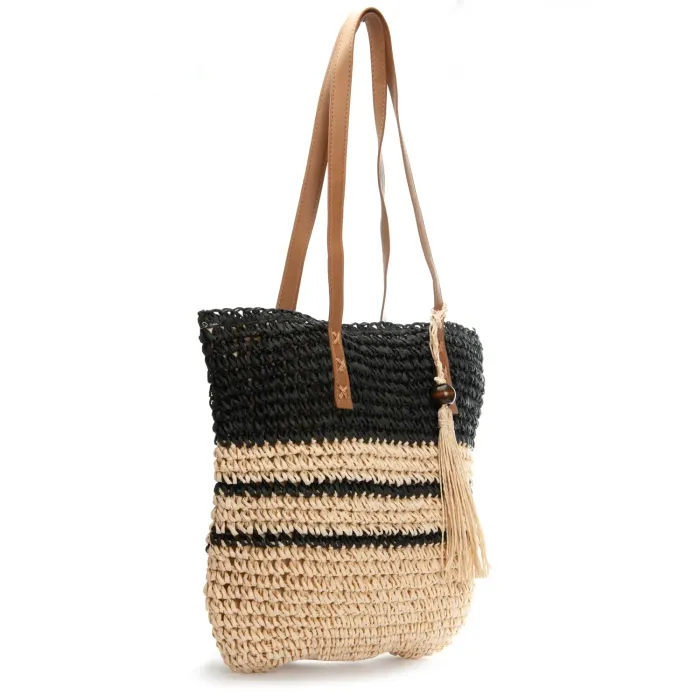 Сумка Женская Плетеная LUXEVA 0006 black beige