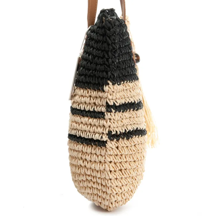 Сумка Женская Плетеная LUXEVA 0006 black beige