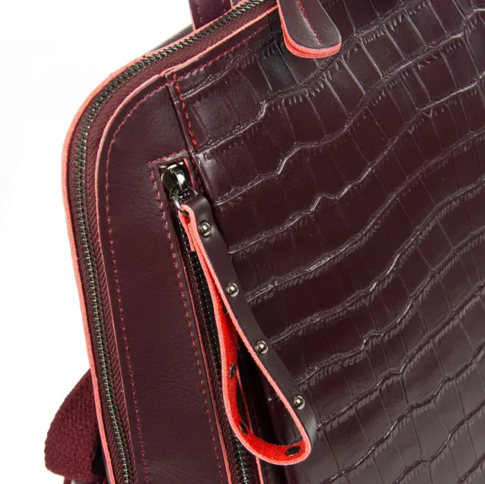 Сумка Женская Рюкзак кожа ALEX RAI 8629 bordo croco