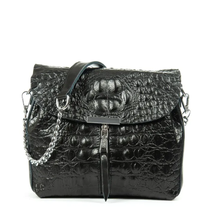 Сумка Женская Классическая кожа ALEX RAI 9342 black croco