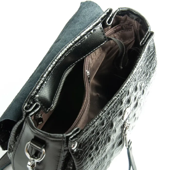 Сумка Женская Классическая кожа ALEX RAI 9342 black croco