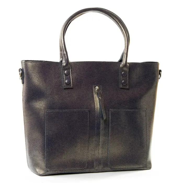 Сумка Женская Классическая кожа Luxeva P24  8776 grey-gold