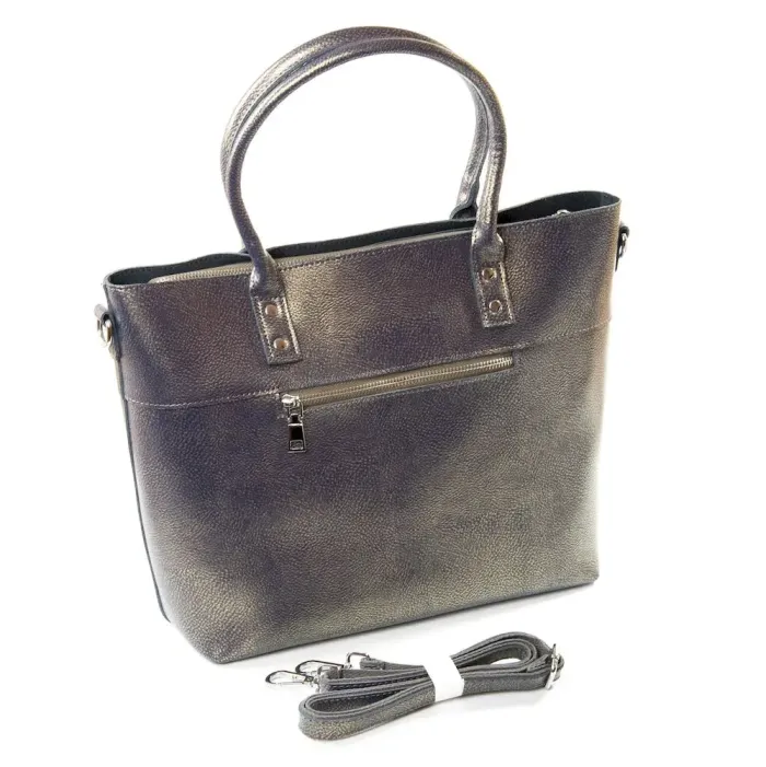 Сумка Женская Классическая кожа Luxeva P24  8776 grey-gold