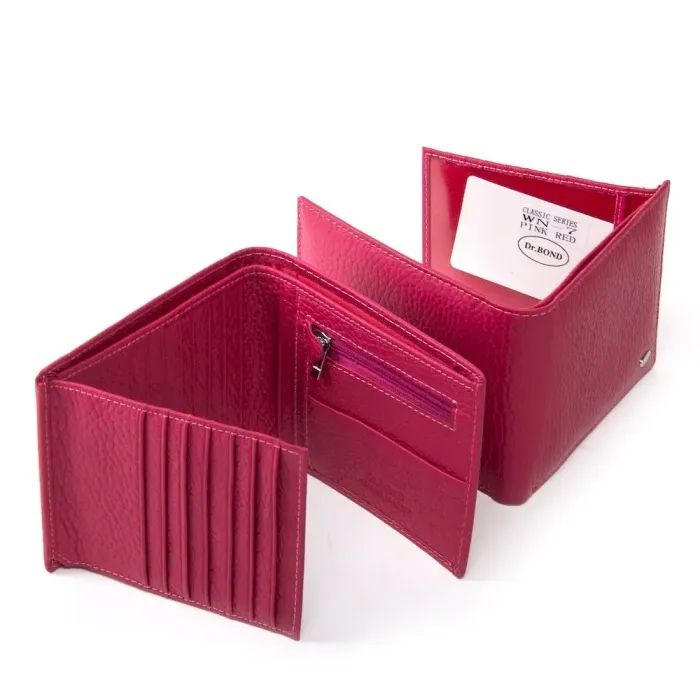 Жіночий гаманець Classic шкіряний Dr.Bond WN-7-1 pink-red