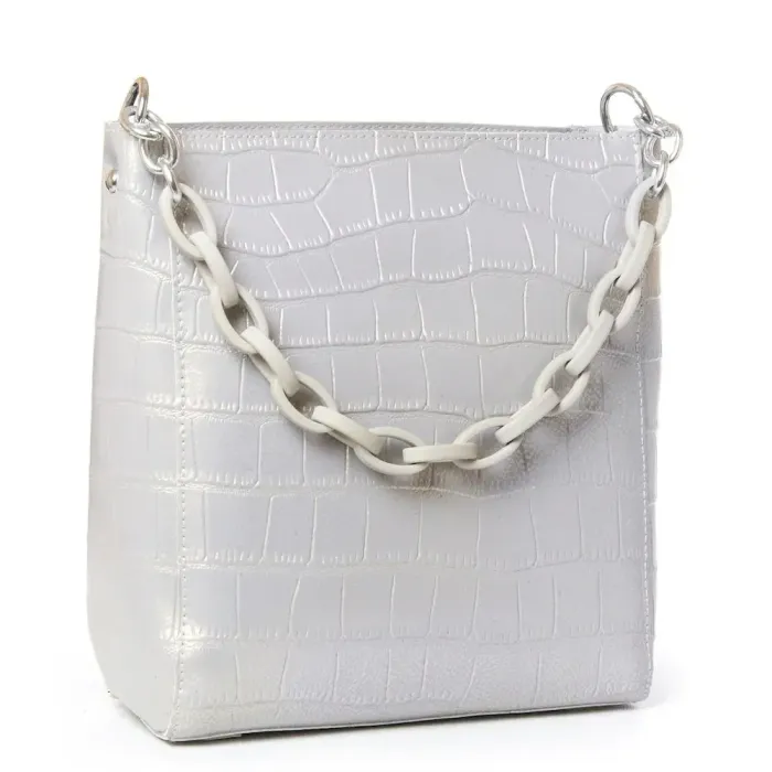 Сумка Женская Классическая кожа Luxeva P21 9704 pearl-light-gray