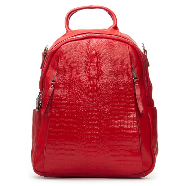 Сумка Женская Рюкзак кожа ALEX RAI 8907-9 red croco
