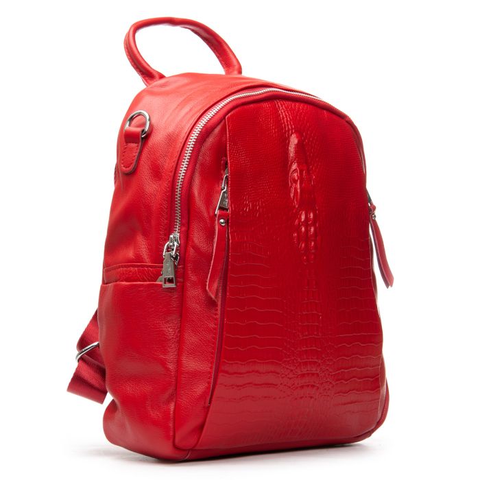 Сумка Женская Рюкзак кожа ALEX RAI 8907-9 red croco