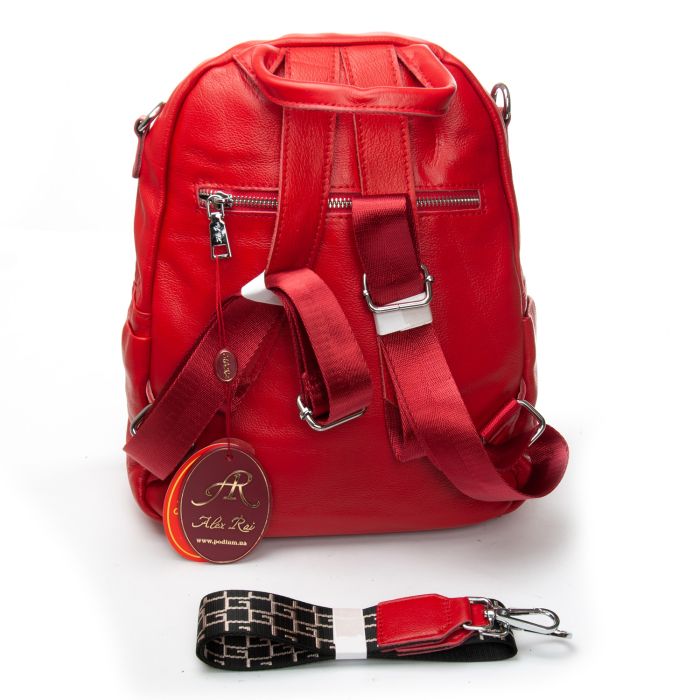 Сумка Женская Рюкзак кожа ALEX RAI 8907-9 red croco