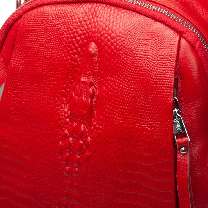 Сумка Женская Рюкзак кожа ALEX RAI 8907-9 red croco