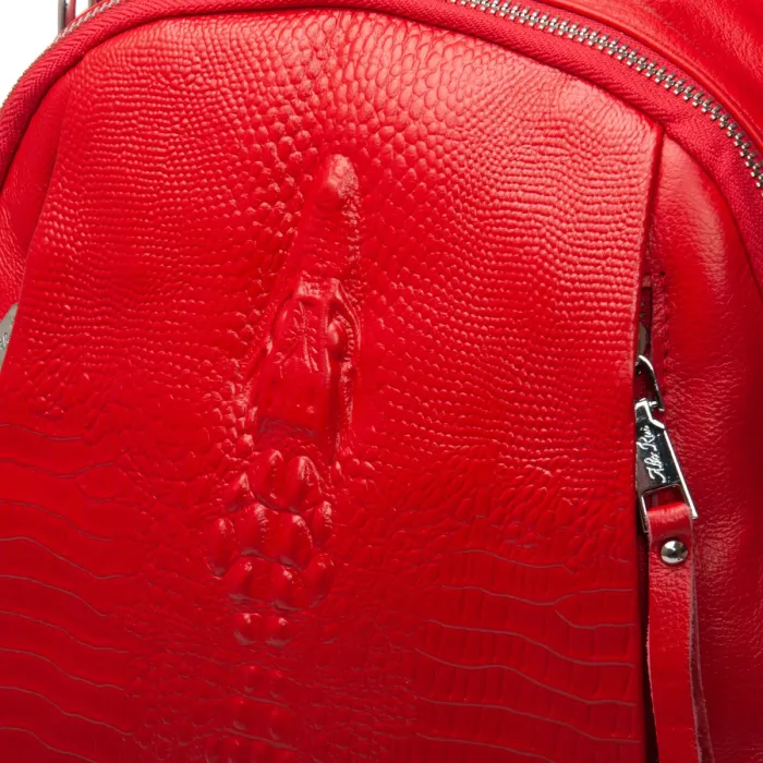 Сумка Женская Рюкзак кожа ALEX RAI 8907-9 red croco