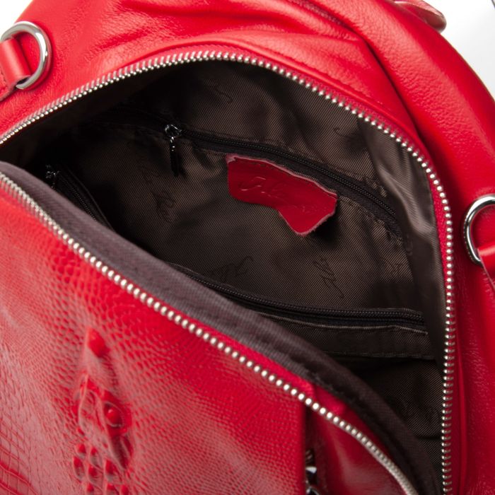 Сумка Женская Рюкзак кожа ALEX RAI 8907-9 red croco
