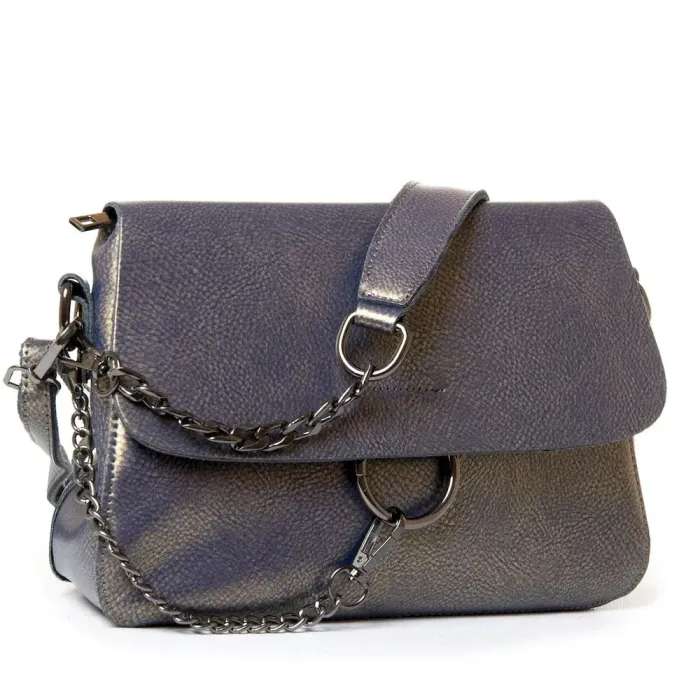 Сумка Женская Классическая кожа Luxeva P52 8600 grey-gold