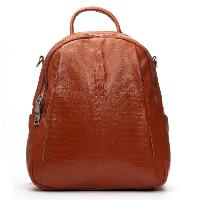 Сумка Женская Рюкзак кожа ALEX RAI 8907-9 camel croco