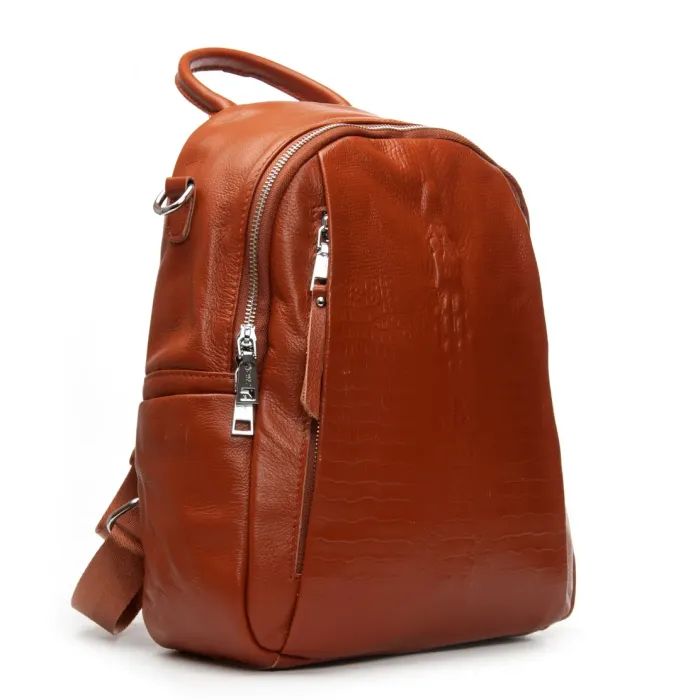 Сумка Женская Рюкзак кожа ALEX RAI 8907-9 camel croco