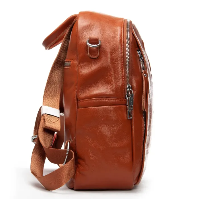 Сумка Женская Рюкзак кожа ALEX RAI 8907-9 camel croco