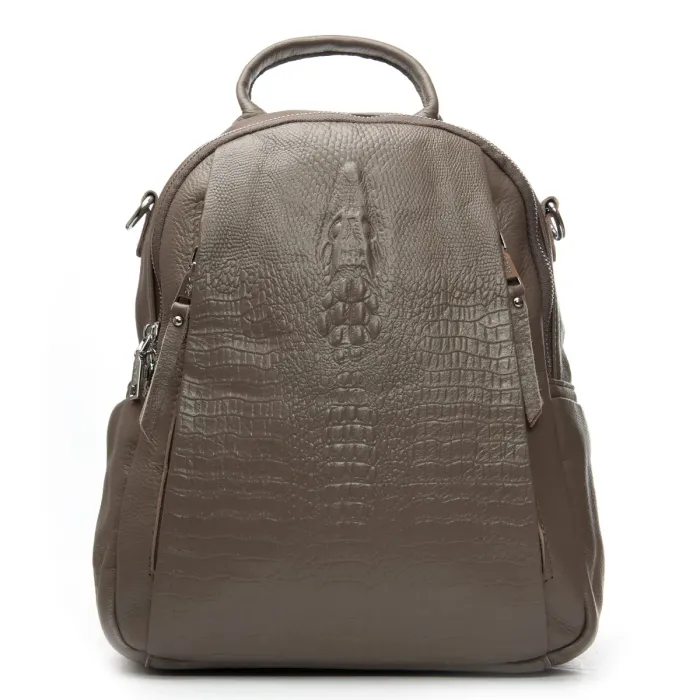 Сумка Женская Рюкзак кожа ALEX RAI 8907-9 grey croco