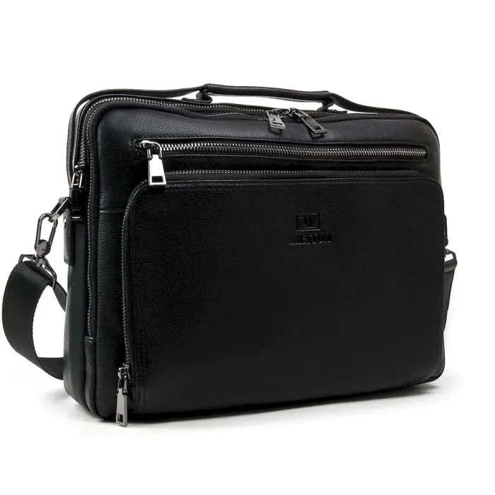 Сумка чоловіча шкіряна портфель BRETTON BE 3492-8 black