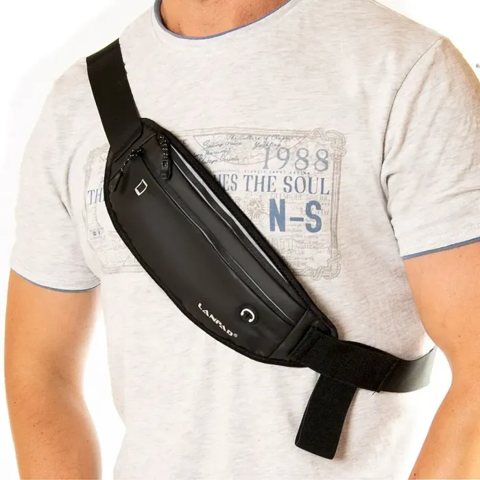 Сумка Мужская На пояс нейлон Lanpad 61041 black
