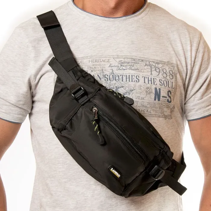 Сумка Мужская На пояс нейлон Lanpad 83013 black