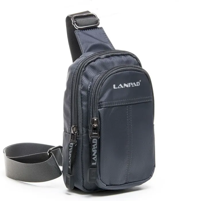 Сумка чоловіча на плече нейлон Lanpad 7662 grey