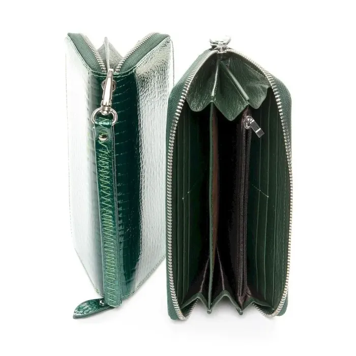 Жіночий гаманець LR шкіряний-лак Sergio Torretti W38 dark-green
