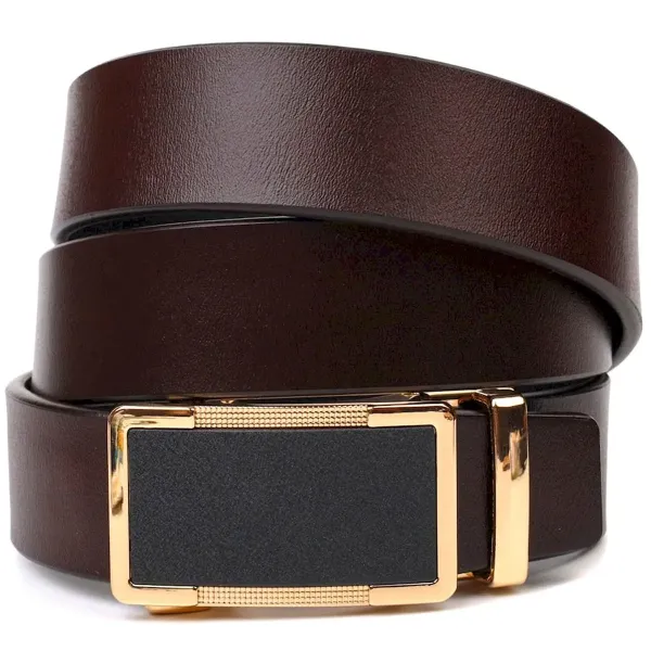 Двосторонній брючний чоловічий ремінь із натуральної шкіри 21476 Vintage Коричневий