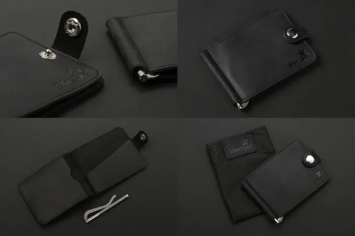 Зажим для купюр SHVIGEL 13787 из винтажной кожи Черный