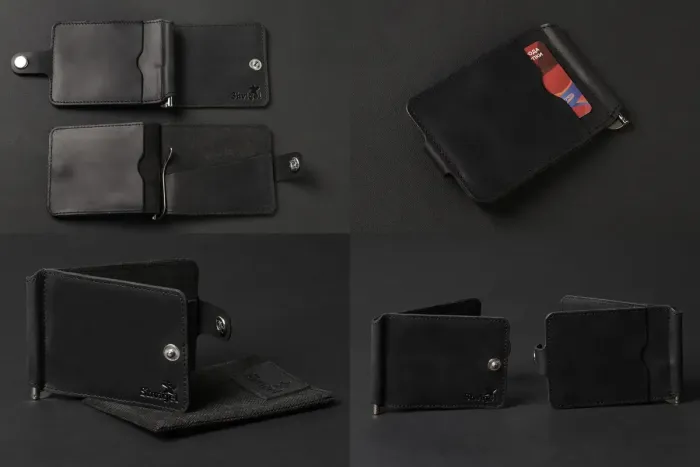 Зажим для купюр SHVIGEL 13787 из винтажной кожи Черный