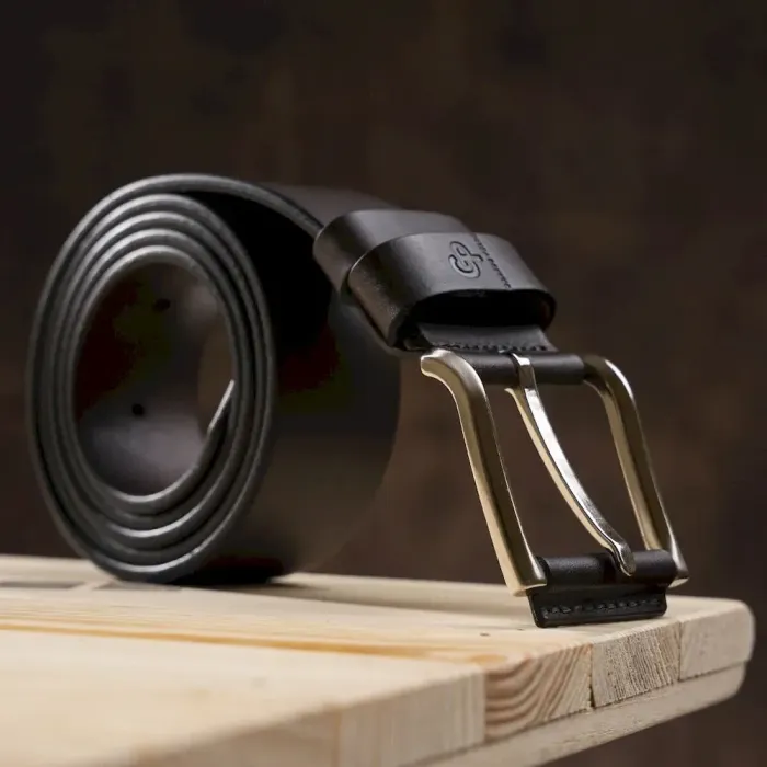 Ексклюзивний чоловічий джинсовий ремінь із натуральної шкіри GRANDE PELLE 00910 Коричневий