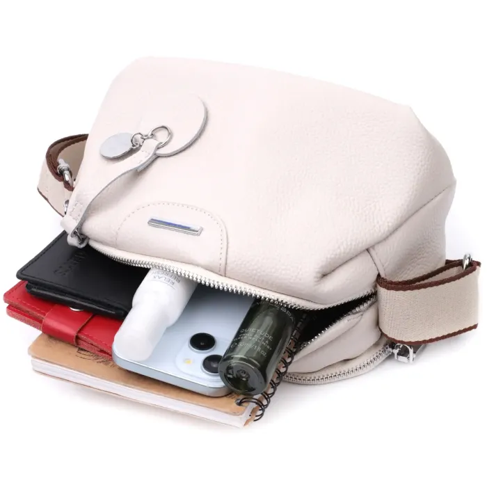 Элегантная сумка на два отделения из натуральной кожи Vintage 22593 Белый