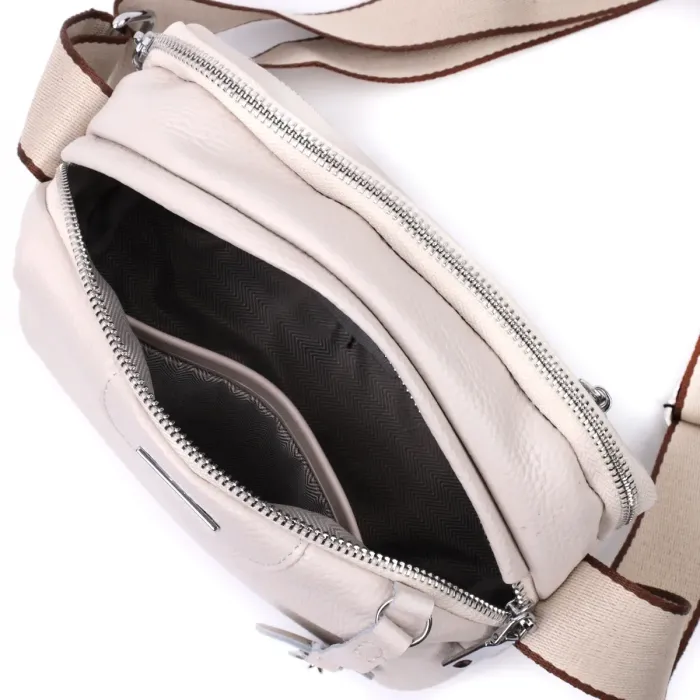 Элегантная сумка на два отделения из натуральной кожи Vintage 22593 Белый