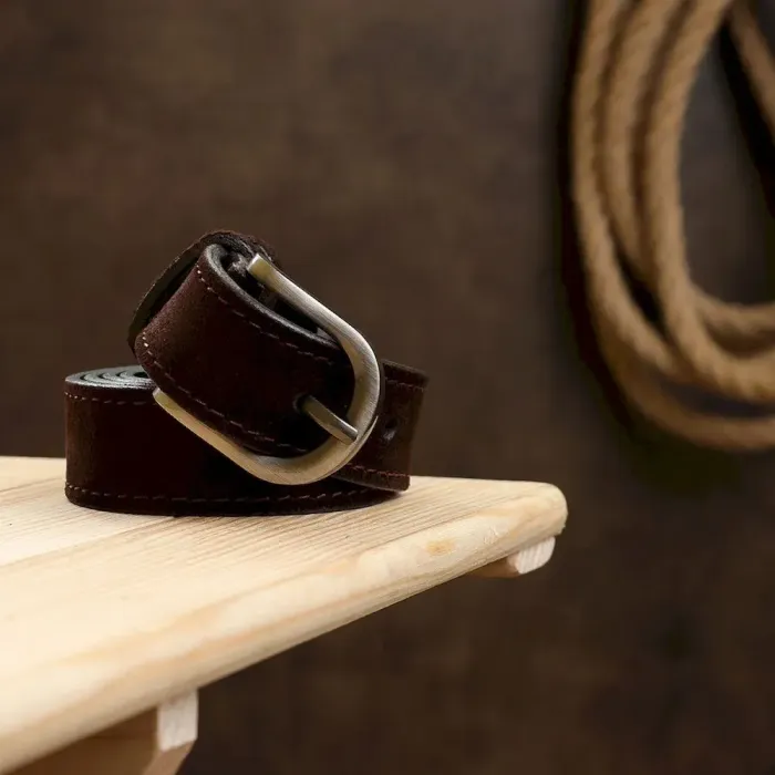 Элегантный замшевый ремень Vintage 20791 Темно-коричневый