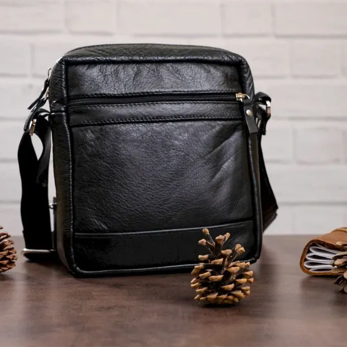 Елітна шкіряна чоловіча сумка SHVIGEL 00791 Чорна