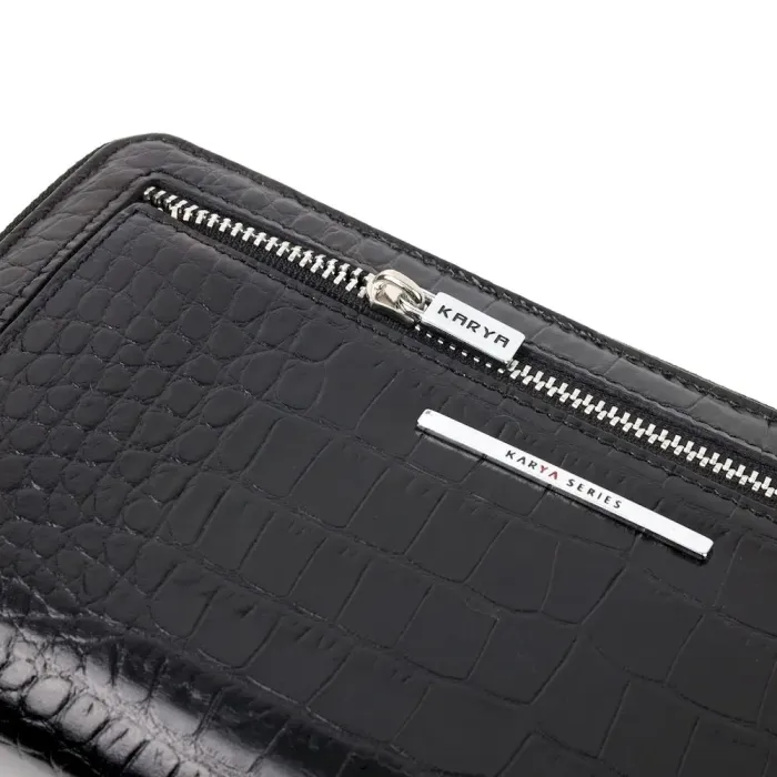Фактурна чоловіча барсетка KARYA 20913 шкіряна Чорний