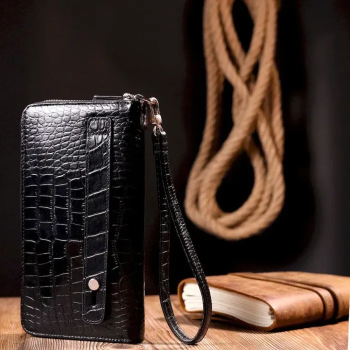 Фактурна чоловіча барсетка KARYA 20913 шкіряна Чорний