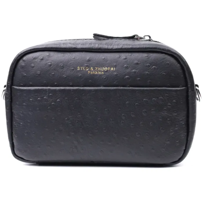 Фактурна сумка для жінок з натуральної шкіри Vintage 22659 Чорна