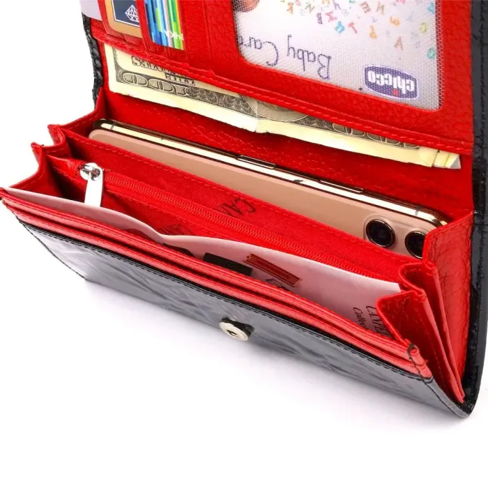 Фактурный горизонтальный женский кошелек из натуральной кожи CANPELLINI 21649 Черный