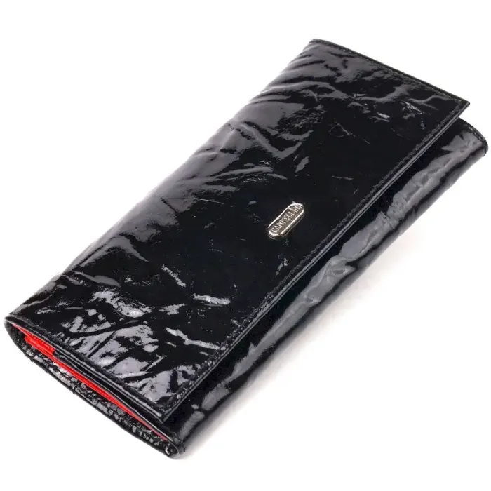 Фактурный горизонтальный женский кошелек из натуральной кожи CANPELLINI 21649 Черный