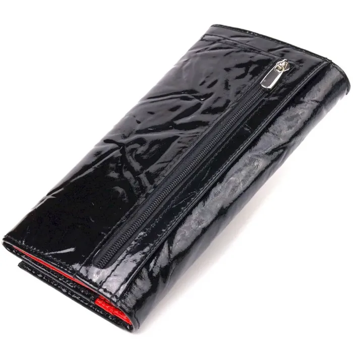 Фактурный горизонтальный женский кошелек из натуральной кожи CANPELLINI 21649 Черный