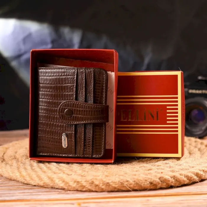 Фактурний гаманець для чоловіків з натуральної шкіри CANPELLINI 21691 Коричневий