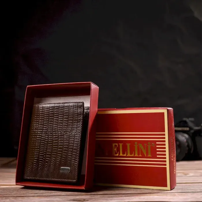 Фактурний гаманець для чоловіків з натуральної шкіри з тисненням CANPELLINI 21927 Коричневий