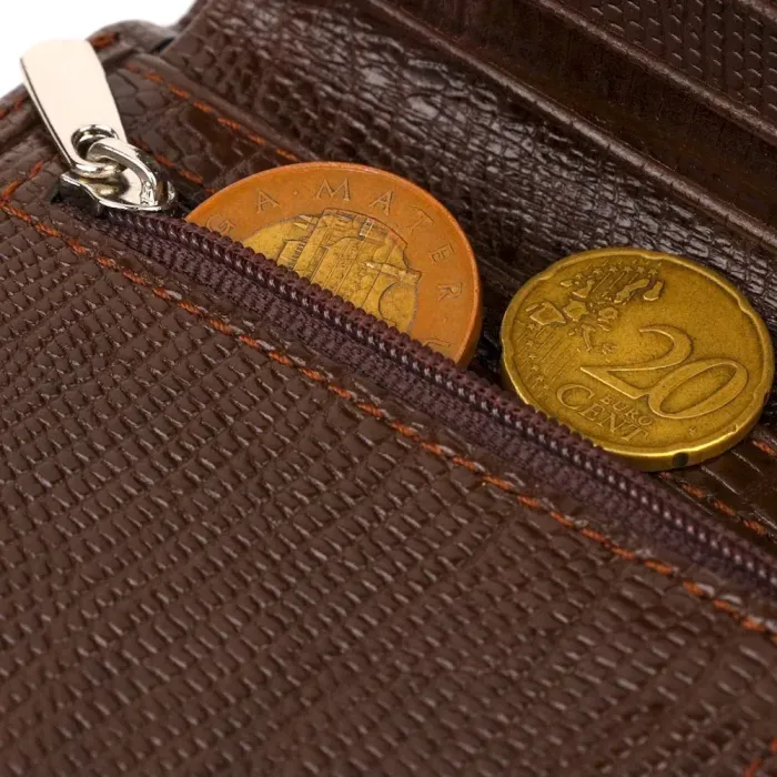 Фактурний гаманець для чоловіків з натуральної шкіри з тисненням CANPELLINI 21927 Коричневий