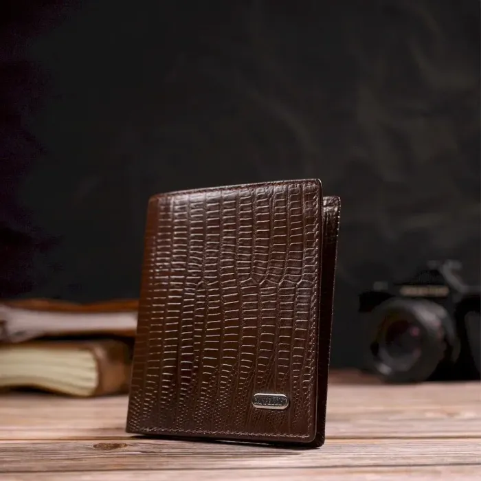 Фактурний гаманець для чоловіків з натуральної шкіри з тисненням CANPELLINI 21927 Коричневий