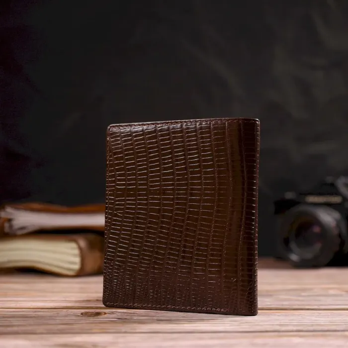 Фактурний гаманець для чоловіків з натуральної шкіри з тисненням CANPELLINI 21927 Коричневий