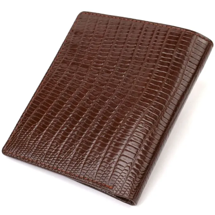 Фактурний гаманець для чоловіків з натуральної шкіри з тисненням CANPELLINI 21927 Коричневий