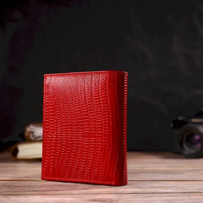 Фактурний гаманець для жінок середнього розміру з натуральної шкіри CANPELLINI 21819 Червоний