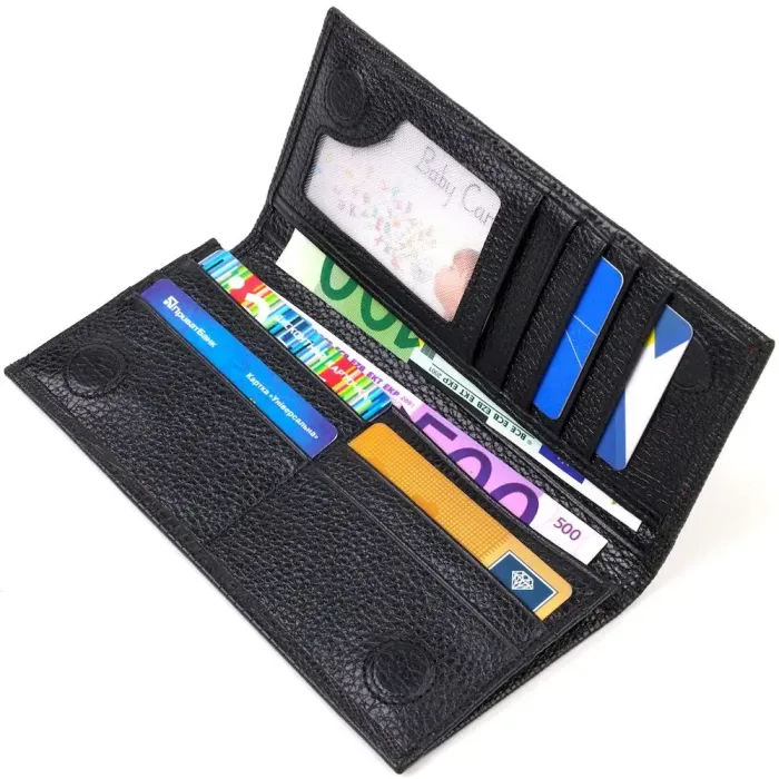 Фактурний чоловічий вертикальний гаманець з натуральної шкіри з тисненням CANPELLINI 21906 Чорний