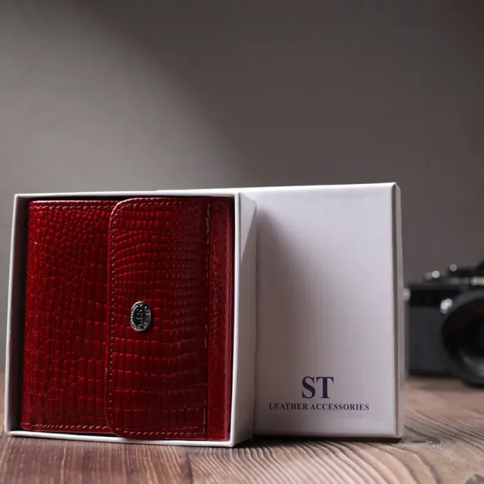 Фактурний жіночий гаманець із натуральної шкіри ST Leather 22705 Червоний