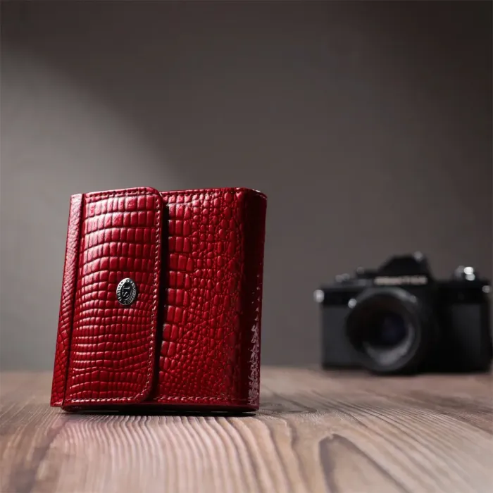 Фактурний жіночий гаманець із натуральної шкіри ST Leather 22705 Червоний